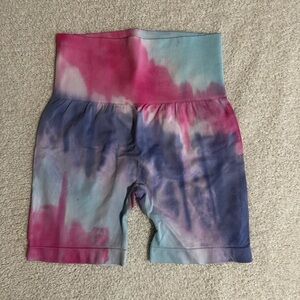 Colorful tie dye gym/biker shorts